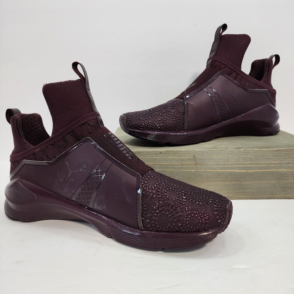 Puma Womens Fierce KRM Sneakers 9 High Top Burgundy Trainers - Picture 2 of 10